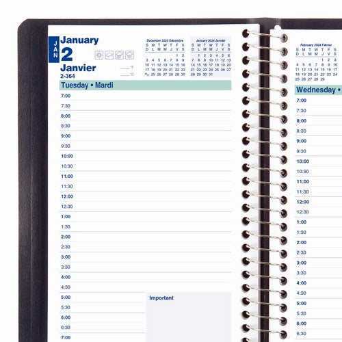 Blueline Essential Daily Planner 2024, Bilingual Blue (C1504.82BT) (FREE SHIPPING)