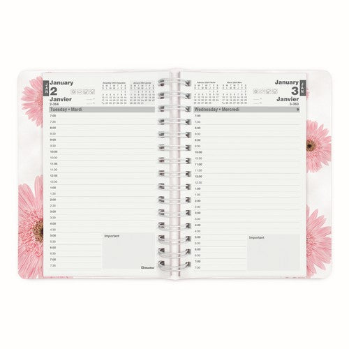 Blueline Essential Pink Ribbon Daily Planner 2024, Bilingual, Pink (C1504W.95BT) (FREE SHIPPING)