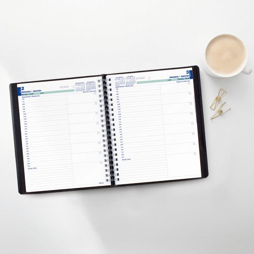 Blueline Essential Daily Planner 2024, Bilingual, Black (C965.81BT) (FREE SHIPPING)