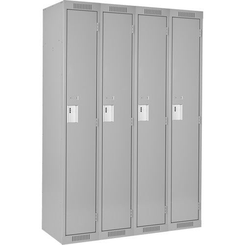 Locker-Economy 1 Tier 4 Bank 12" X18" X72", Grey  -Fj154