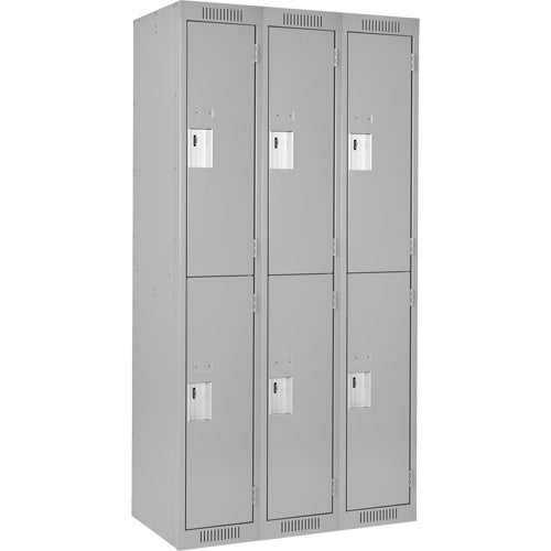 Locker-Economy 2 Tier 3 Bank 12" X18" X72", Grey  -Fj157