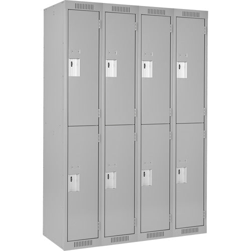 Locker-Economy 2 Tier 4 Bank 12" X18" X72", Grey  -Fj158
