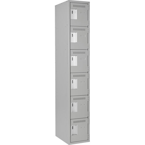 Lockerette-Economy 6 Tier 1 Bank 12" X18" X72", Grey  -Fj171