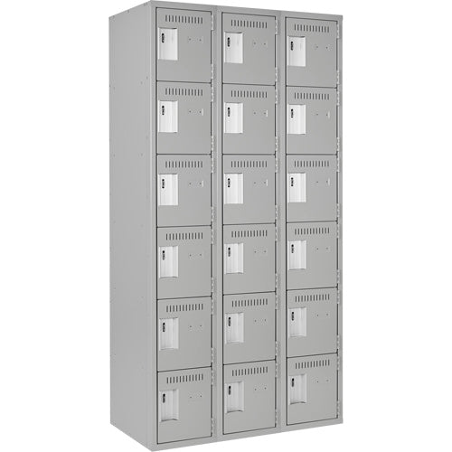 Lockerette-Economy 6 Tier 3 Bank 12" X18" X72", Grey  -Fj173