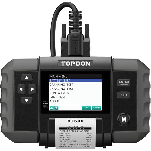 FLV476 - BT600 12V Battery & 12V/24V System Tester with Built-in Printer