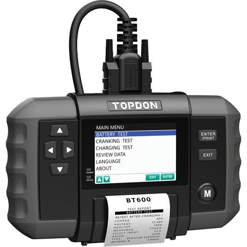 FLV476 - BT600 12V Battery & 12V/24V System Tester with Built-in Printer