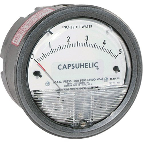 HB991-4000 Series Capsuhelic® Vertical Scale Differential Pressure Gauge with Case