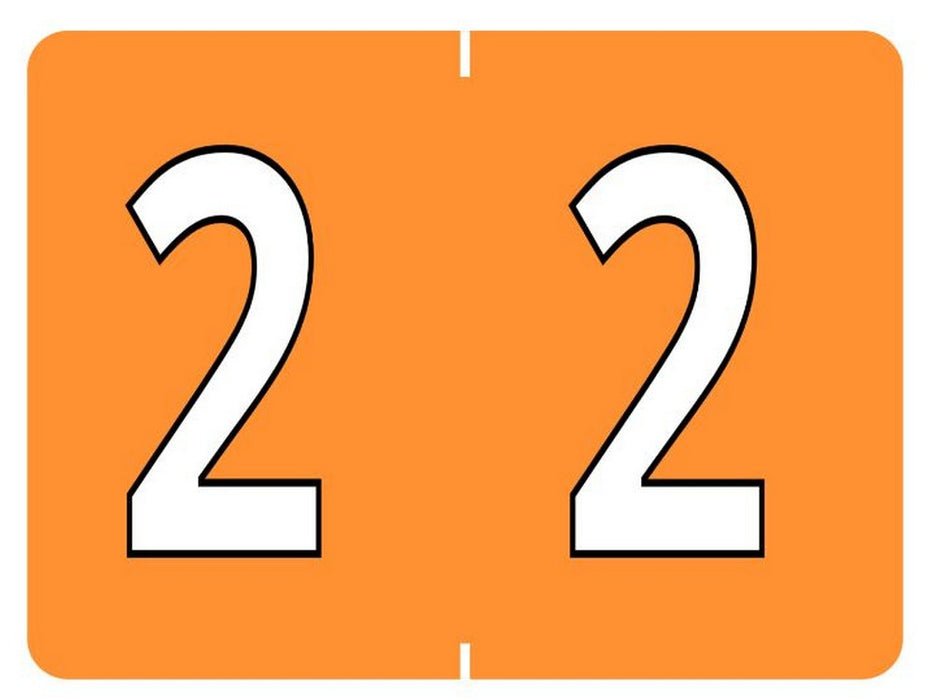 Pendaflex Datafile Compatible End Tab Numeric Label -"2" Red , 500 Labels/rl (2-Light Orange)