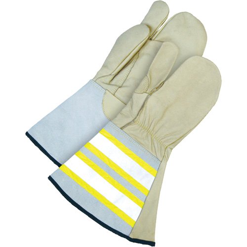 NJC508-Classic Lined Grain Cowhide 1-Finger Mitt with Gauntlet Cuff