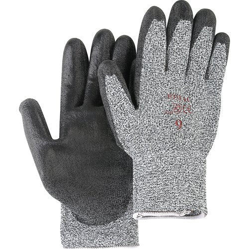 SAN299-Salt & Pepper Knit Gloves With Black Palm Coating