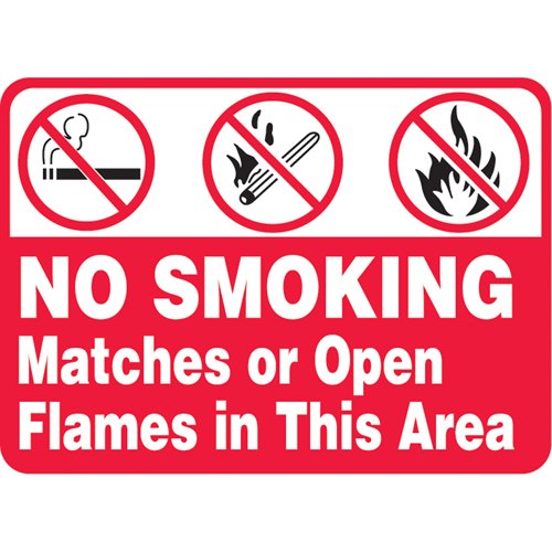 SAT001-"No Smoking, Matches Or Open Flame" Sign