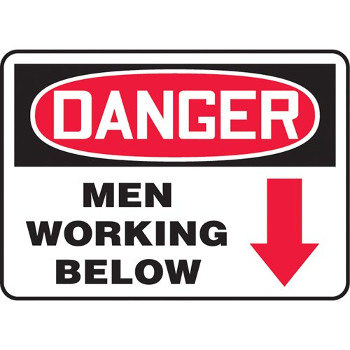 SAU034-"Men Working Below" Sign