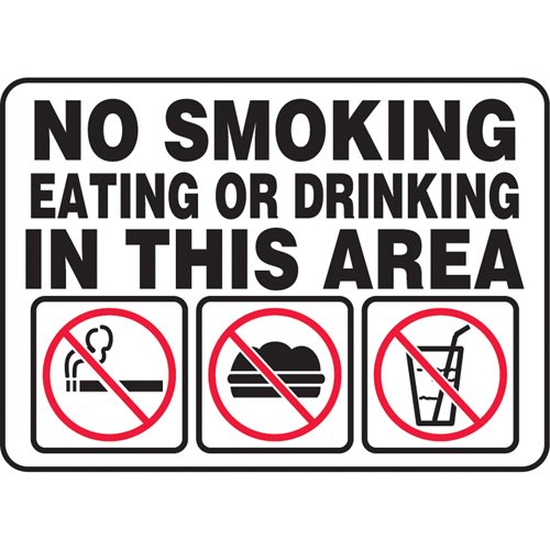 SAU355-"No Smoking, Eating, Or Drinking" Sign