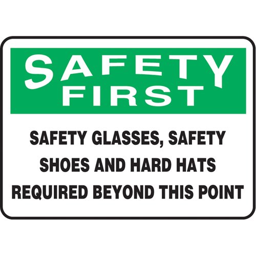 SAU594-"Safety Glasses, Safety Shoes, & Hard Hats Required" Sign