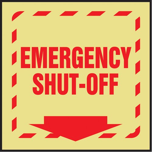 SAW430-"Emergency Shut-Off" Glow-In-The-Dark Projection™ Sign