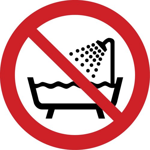 SAX350-Do Not Use in a Shower ISO Prohibition Safety Labels