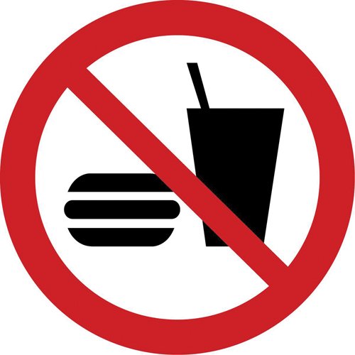 SAX371-No Eating or Drinking ISO Prohibition Safety Labels