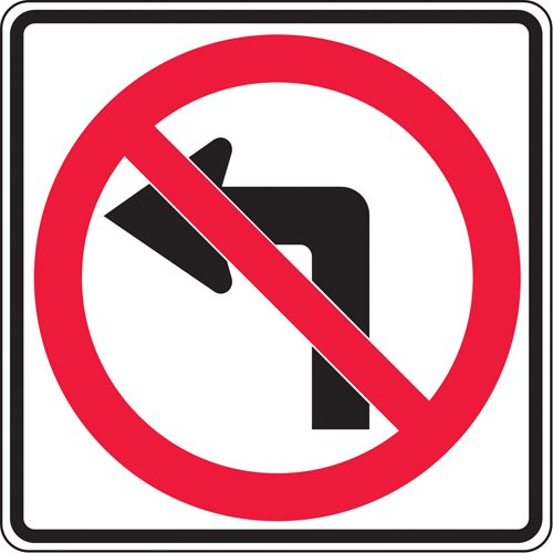 SAX488-No Left Turns Traffic Sign