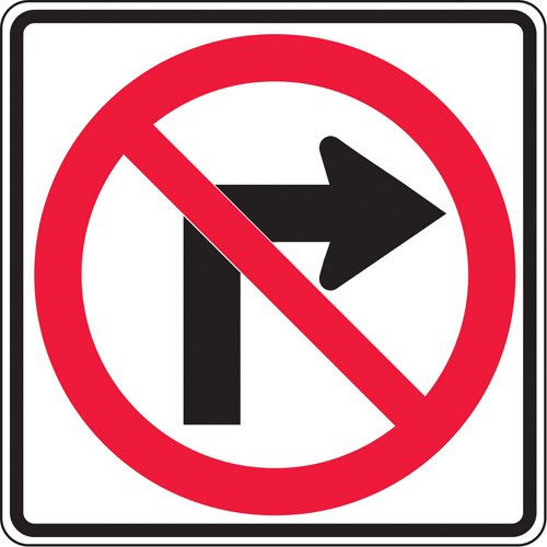 SAX490-No Right Turns Traffic Sign