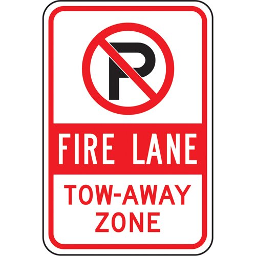 SAX510-"Fire Lane Tow-Away Zone" No Parking Sign