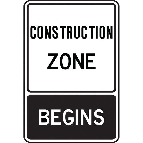 SAX590-"Construction Zone Begins" Temporary Sign