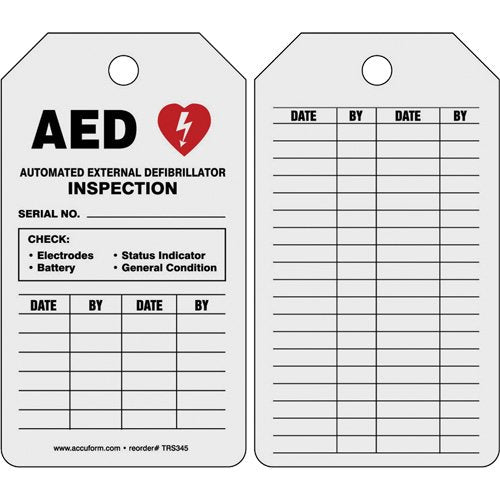 SBB049-Automatic External Defibrillator Inspection Status Safety Tag