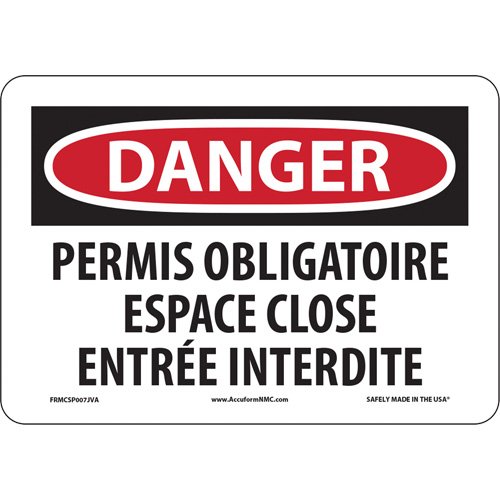 SEC093-"Espace clos" Sign