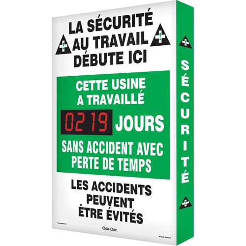 SED518-"Jours sans accident" Digi-Day® 3 Electronic Signal Scoreboard