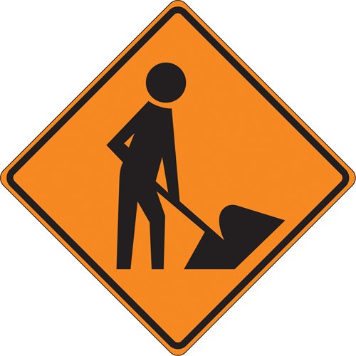 SEJ388-Tilt-Adjust™ Men at Work Roll-Up Construction Sign