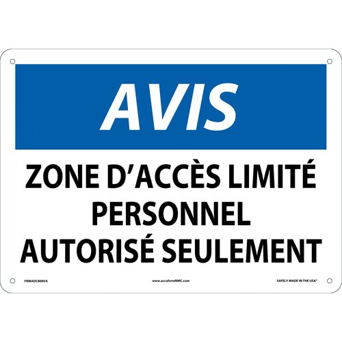 SEF881-"Zone d'accès limité" Sign