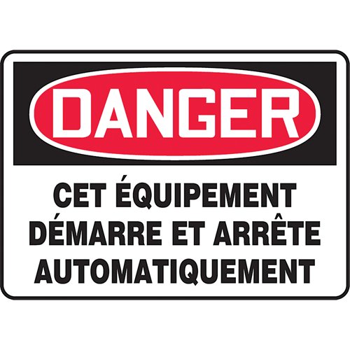 SEG284-"Équipment démarre et arrête automatiquement" Sign
