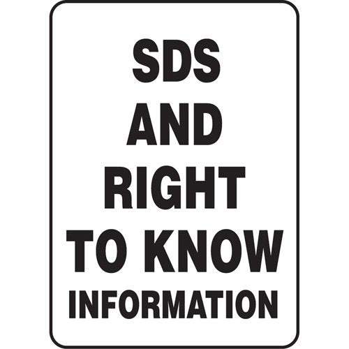 SGH885-"SDS & Right To Know Information" Sign