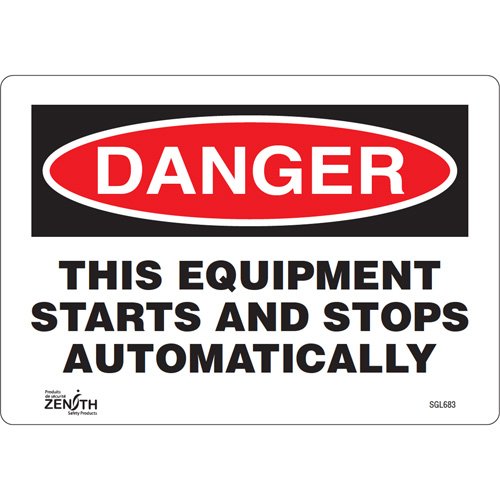 SGL683-"This Equipment Starts And Stops Automatically" Sign