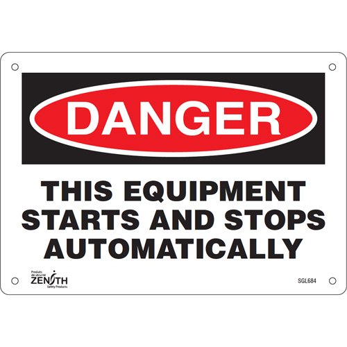 SGL684-"This Equipment Starts And Stops Automatically" Sign