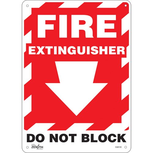 SGM109-"Fire Extinguisher Do Not Block" with Down Arrow Sign