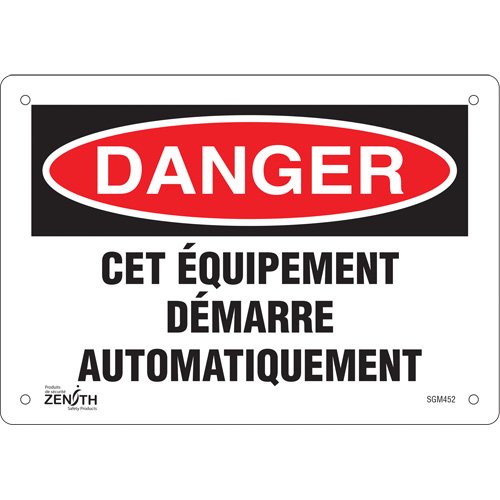 SGM452-"Équipement Démarre Automatiquement" Sign