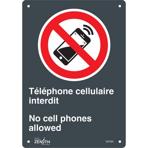 SGP394-"Téléphone cellulaire interdit /No Cell Phones" Sign