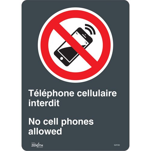 SGP395-"Téléphone cellulaire interdit /No Cell Phones" Sign