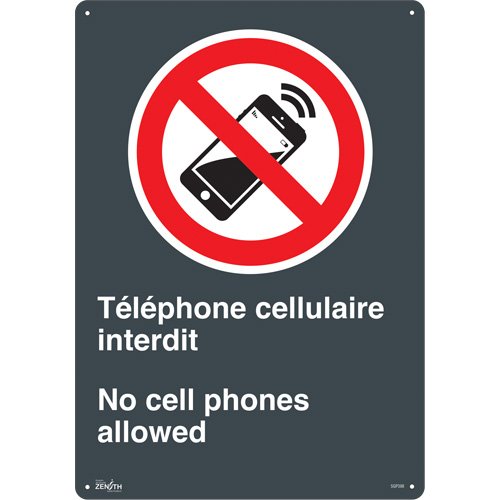 SGP398-"Téléphone cellulaire interdit /No Cell Phones" Sign