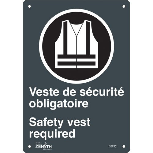 SGP401-"Port du dossard obligatoire/Safety Vest Required" Sign