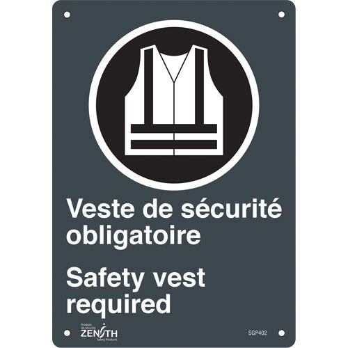 SGP402-"Port du dossard obligatoire/Safety Vest Required" Sign