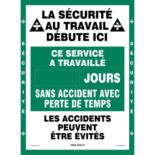 SGQ944-"Jours sans accident" Digi-Day® 3 Electronic Signal Scoreboard