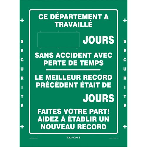 SGQ945-"Jours sans accident" Digi-Day® 3 Electronic Signal Scoreboard