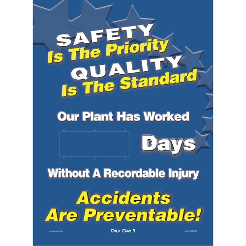 SGQ956-Digi-Day® Electronic Scoreboard Motivational Safety Sign