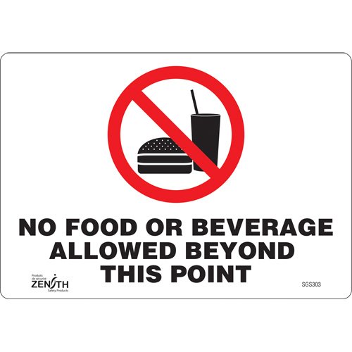 SGS303-"No Food or Beverage Allowed Beyond This Point" Sign