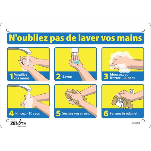 SGU294-"N'oubliez pas de laver vos mains" Sign