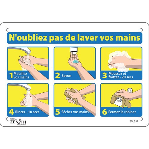 SGU295-"N'oubliez pas de laver vos mains" Sign