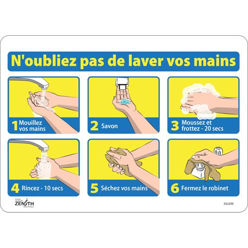 SGU299-"N'oubliez pas de laver vos mains" Sign