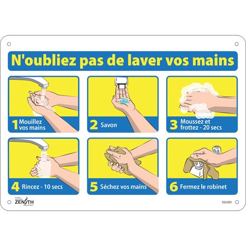 SGU300-"N'oubliez pas de laver vos mains" Sign