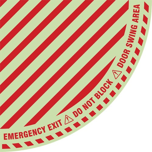 SGY047-"Emergency Exit" Quarter Circle Swing Door Floor Sign